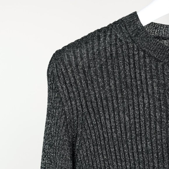 Proenza Schouler White Label Black & Silver Lurex Ribbed-Knit Sweater - Picture 5 of 9